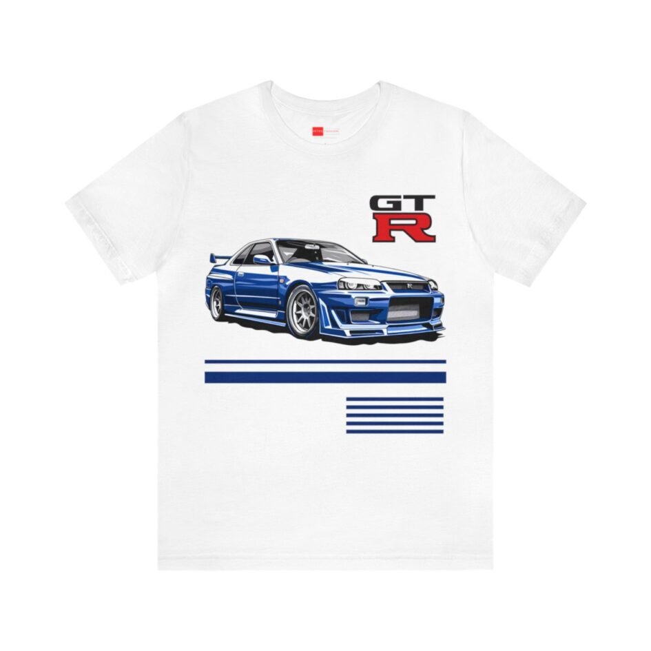 Introducing our Nissan GTR R34 T-Shirt in White, Ash, and Athletic Heather colors, featuring a stunning graphic design that pays homage to the legendary JDM icon. This classic unisex jersey short sleeve tee is a must-have for car enthusiasts and lovers of Japanese automotive excellence.
