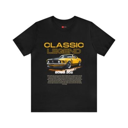 Yellow Ford Mustang 302 Boss Unisex Tee | Retro-Inspired Classic Muscle Car T-Shirt