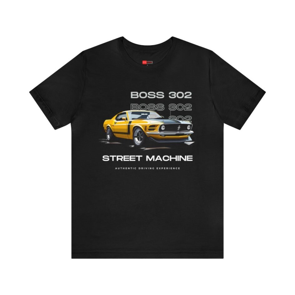 Ford Mustang Boss 302 Streetwear Muscle Car T-Shirt | Unisex Jersey Tee, Front Graphic