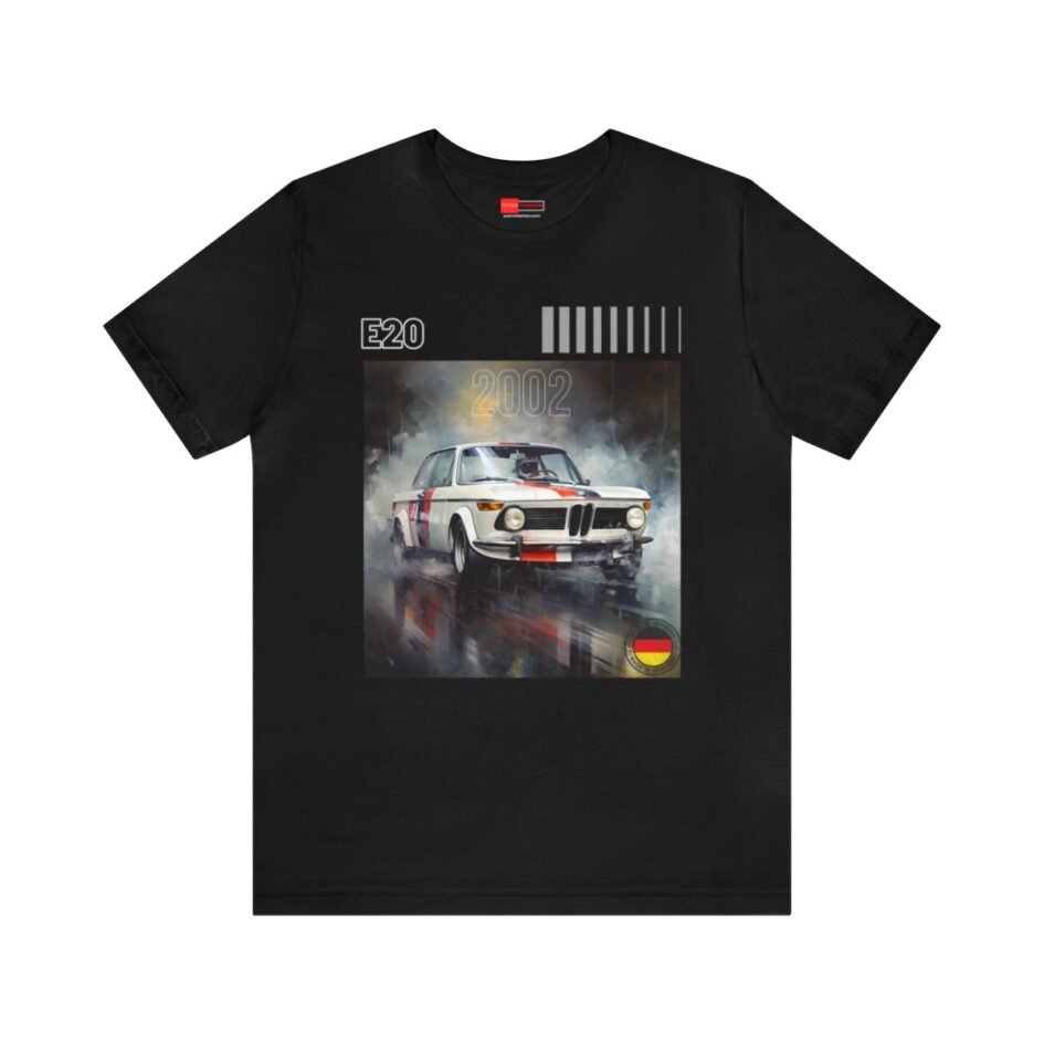 Vintage BMW 2002 Racing T-Shirt with 1973 BMW 2002 in BMW Racing Livery.
