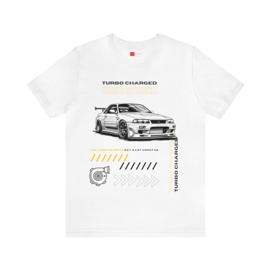 Vintage Nissan GTR R34 T-Shirt in White with Iconic Car Artwork