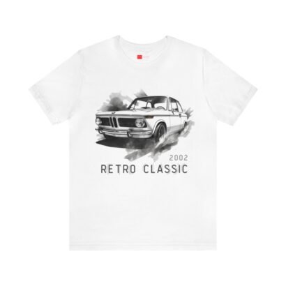 Artistic depiction of the iconic BMW 2002 on a t-shirt