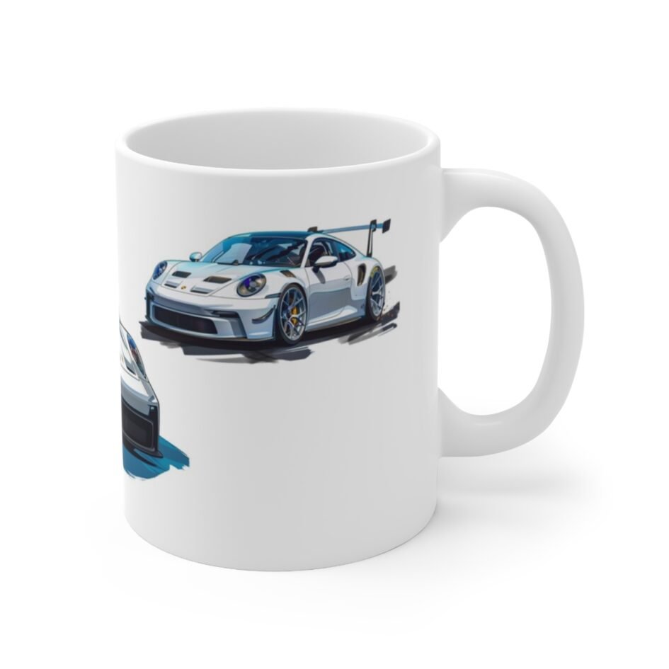 Porsche 911 GT3 Ceramic Mug - White 11oz Coffee Cup Gift