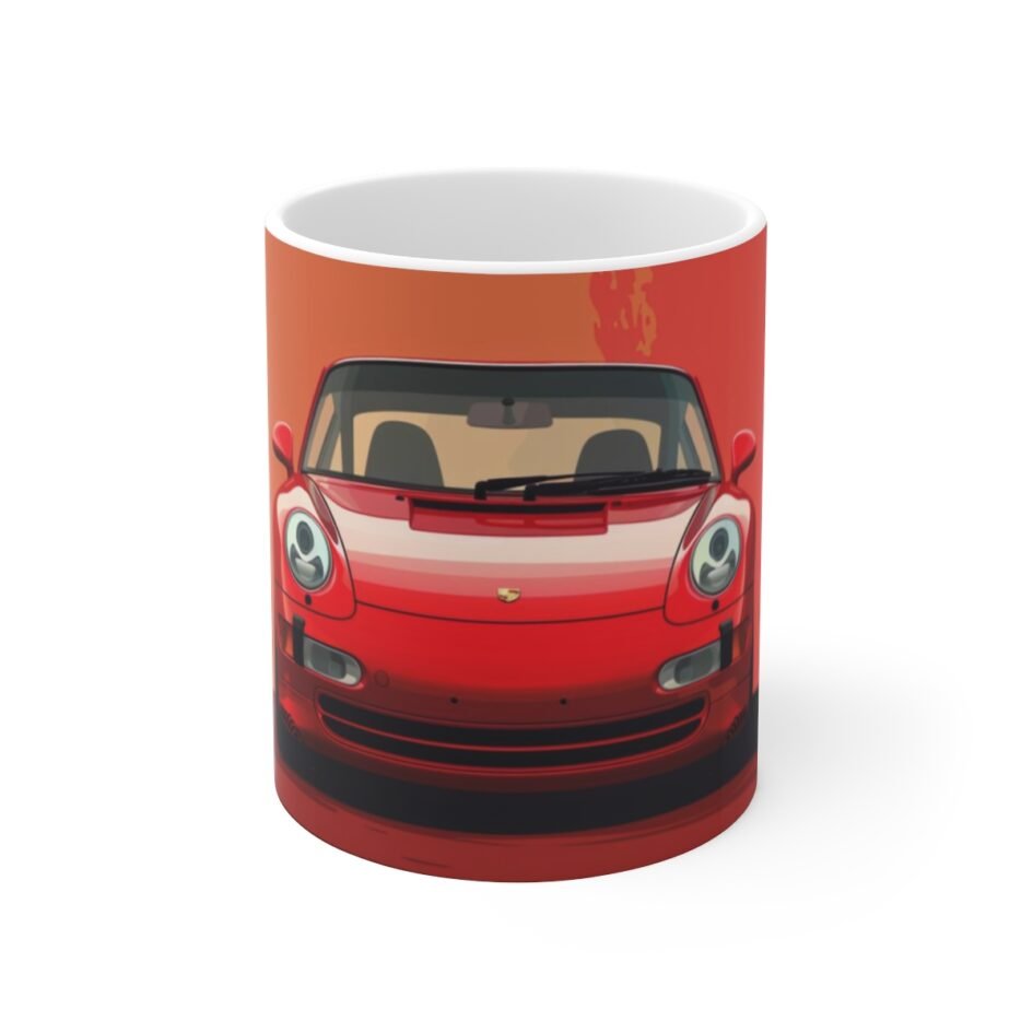 Classic Porsche 911 Coffee Mug - Yellow Abstract Art - White 11oz Ceramic Cup Gift