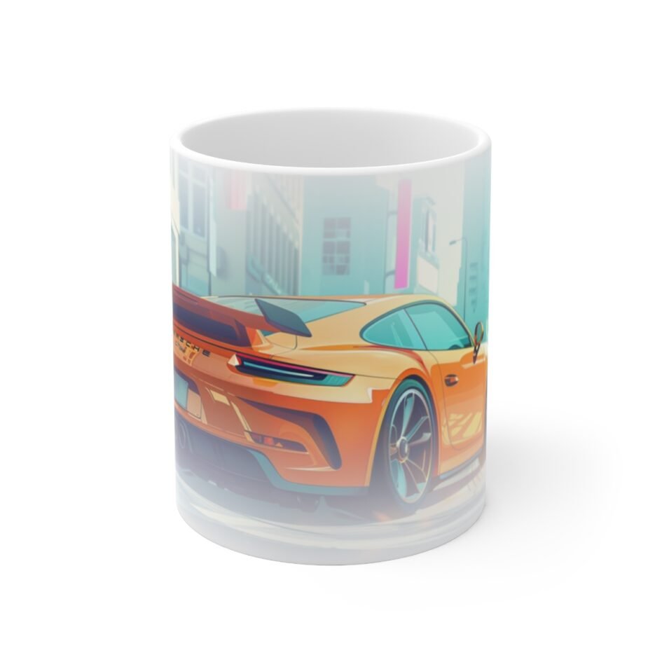 911 GT3 Mug - Abstract Orange Art - White 11oz Ceramic Cup Gift