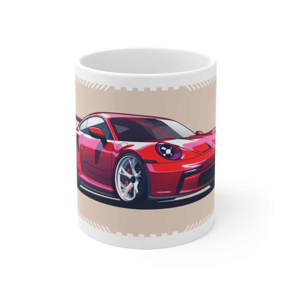 Red Porsche 911 GT3 Cup Mug - Exclusive Abstract Art - 11oz Ceramic Gift