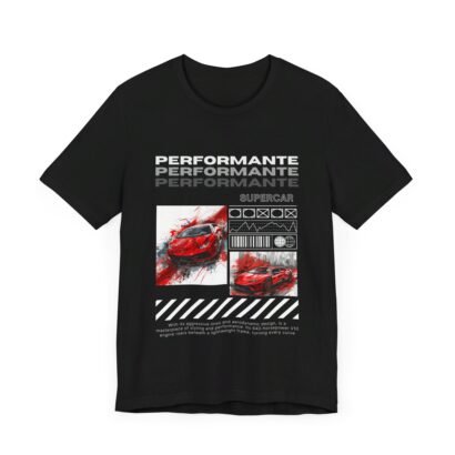 Premium t-shirt featuring abstract Lamborghini Huracan artwork, capturing the iconic lines of this Italian supercar with a naturally aspirated V10 engine.